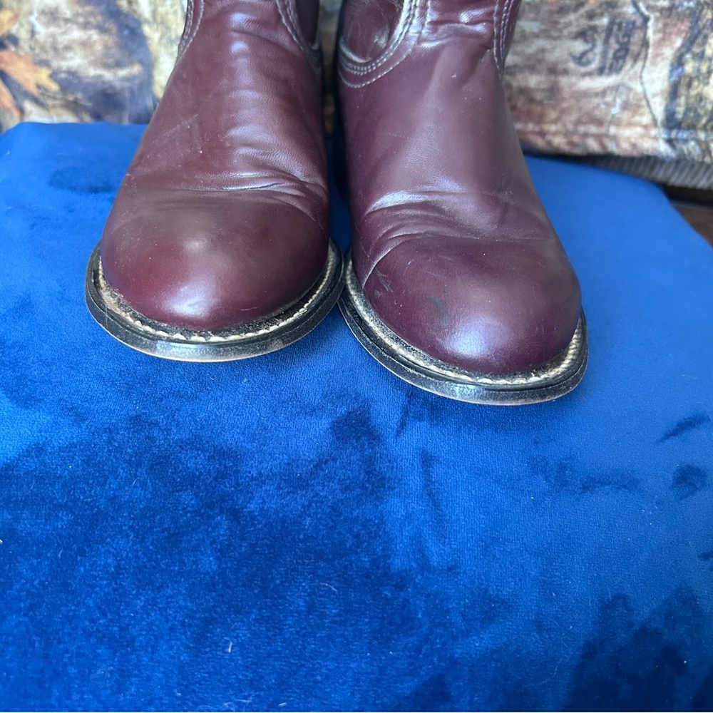Vintage Rodeo Drive Women’s Size 6.5 Burgundy Leather Cowboy Boots EUC - Picture 2 of 7
